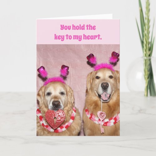 Golden Retriever Key to My Heart Valentines Day Card