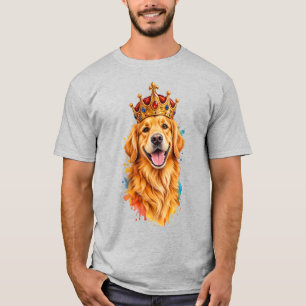 Golden Retriever King – Royal Dog with Crown, Colo T-Shirt
