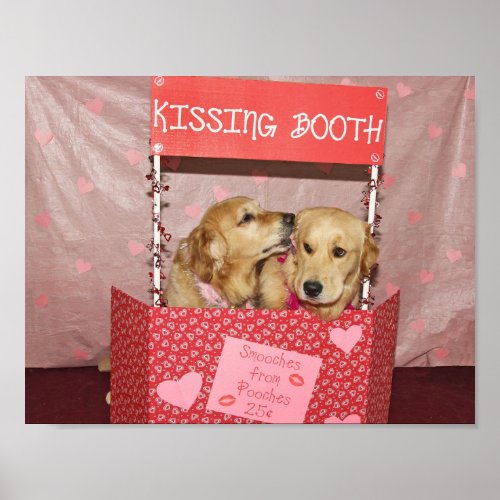 Golden Retriever Kissing Booth Poster