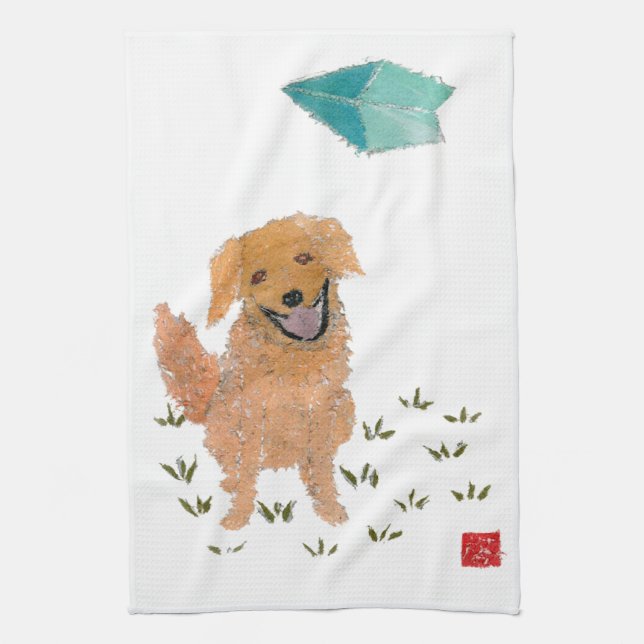 Golden Retriever Kitchen Towel (Vertical)