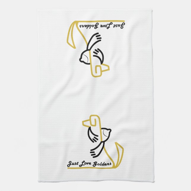 Golden Retriever Kitchen Towel, Just Love Goldens Towel (Vertical)