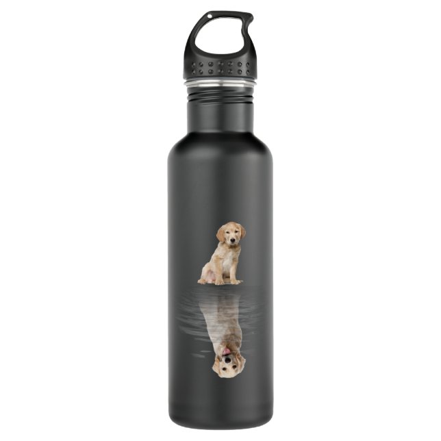 Golden Retriever Life Cute Love Golden Retriever Stainless Steel Water Bottle (Front)