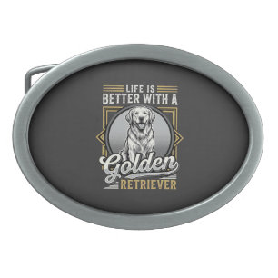 Golden Retriever Life Is Better Dog Belt Buckle