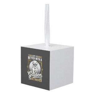 Golden Retriever Life Is Better Dog Cube Ornament