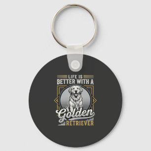 Golden Retriever Life Is Better Dog Keychain