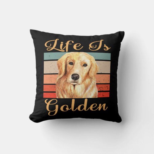 Golden Retriever Life Is Golden  Mom Dad Throw Pillow