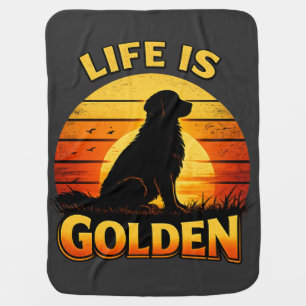 Golden retriever life is golden sunset dog blanket