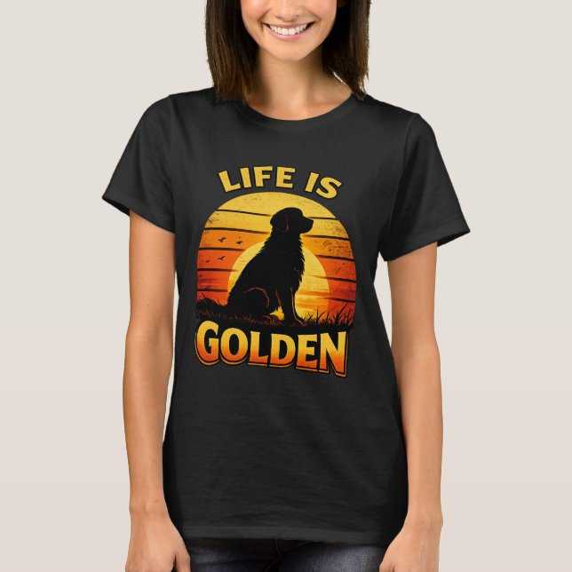 Golden retriever life is golden sunset dog shirt (Front)