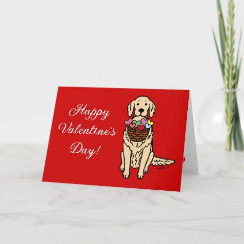 Golden Retriever Light Cartoon Valentines Day Holiday Card