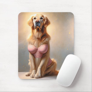 Golden Retriever Lingerie Model Mouse Pad