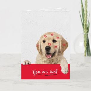 Golden Retriever lipstick kisses Valentine Card