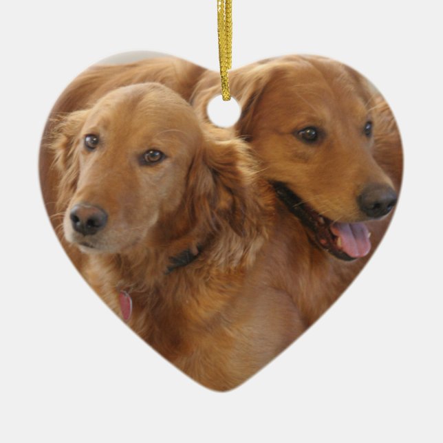 Golden Retriever Love Heart Ornament (Front)