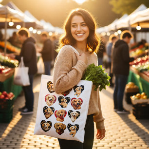 Golden Retriever Love Hearts Valentine Grocery Bag