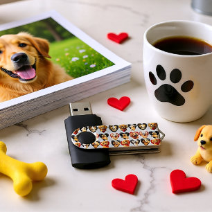 Golden Retriever Love Loop in Cozy Valentine Flash Drive
