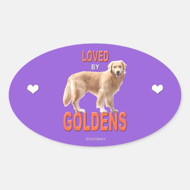 Golden Retriever 'Love' Oval Sticker (Front)