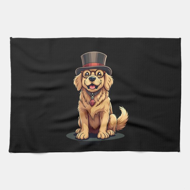 Golden Retriever Lover Dog Golden Retrievers Top H Kitchen Towel (Horizontal)