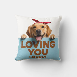 Golden Retriever Loving You Loudly Throw Pillow