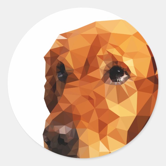 Golden Retriever Low Poly Art Classic Round Sticker (Front)