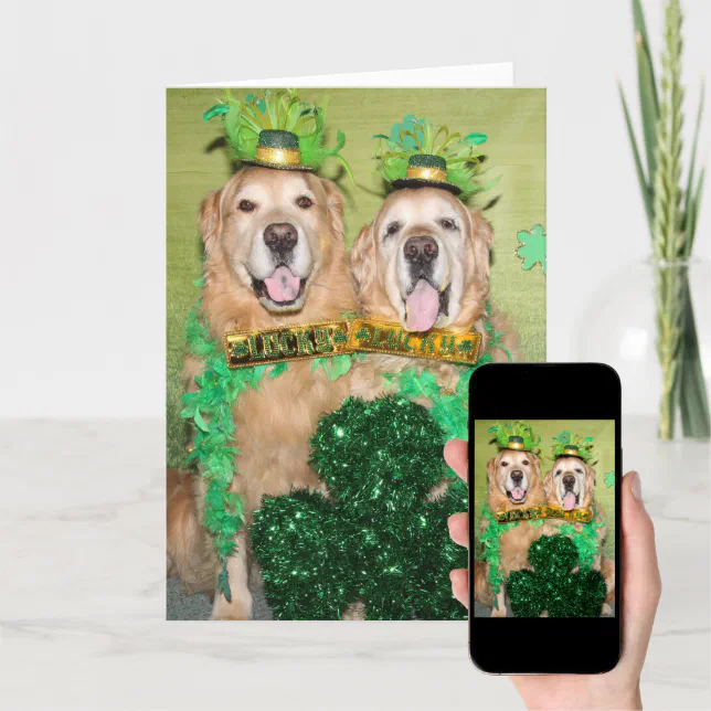 Golden Retriever Lucky Dog St. Patrick’s Day Card | Zazzle