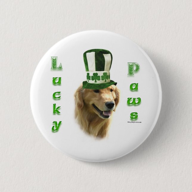 Golden Retriever Lucky Paws Button (Front)