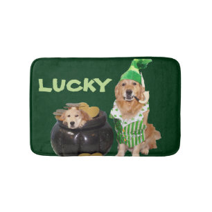 Golden Retriever Lucky Pot of Gold Bathroom Mat