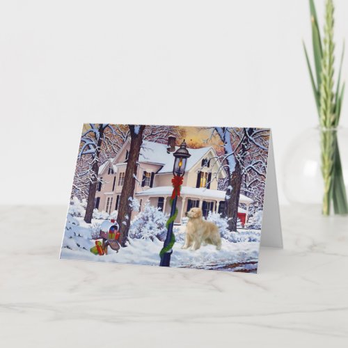 Golden Retriever Mail Box Christmas Card