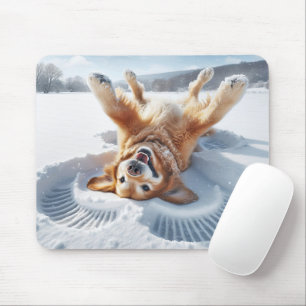 Golden Retriever Make a Snow Angel Mouse Pad