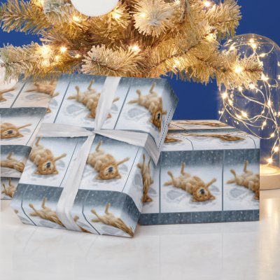 Golden Retriever Making a Snow Angel Wrapping Paper