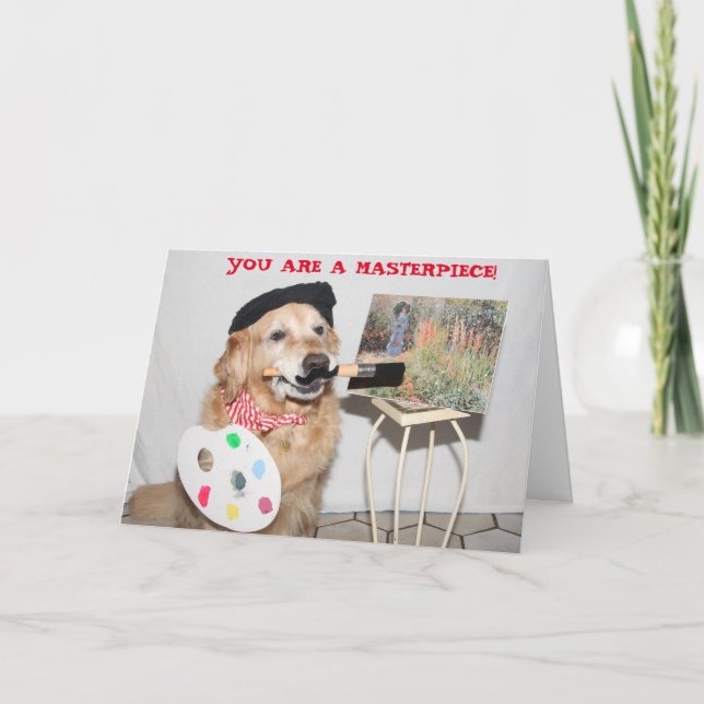 Golden Retriever Masterpiece Artist Birthday Card (Front)