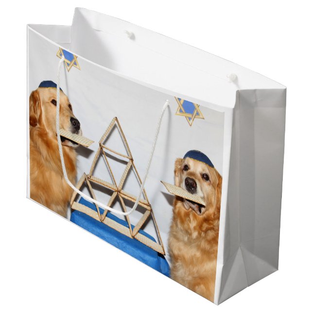 Golden Retriever Matzo Fun Passover Large Gift Bag (Front Angled)