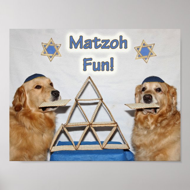 Golden Retriever Matzoh Fun Passover Poster (Front)