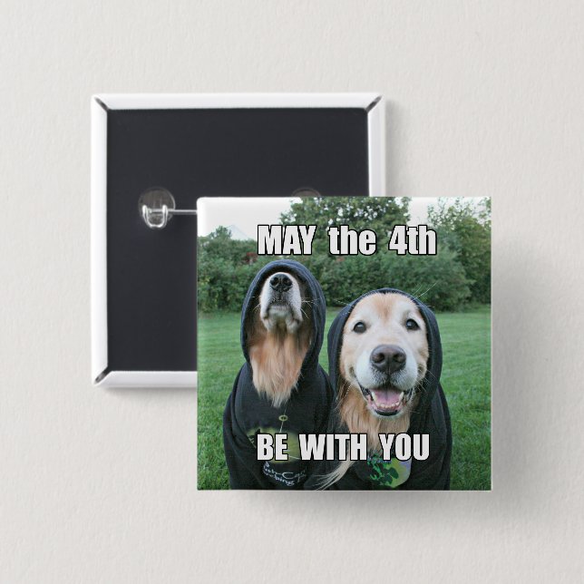 Golden Retriever May the 4th Be With You Parody Button (Front & Back)