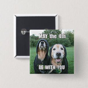 Golden Retriever May the 4th Be With You Parody Button