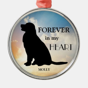 Golden Retriever Memorial Custom Name Silhouette Metal Ornament