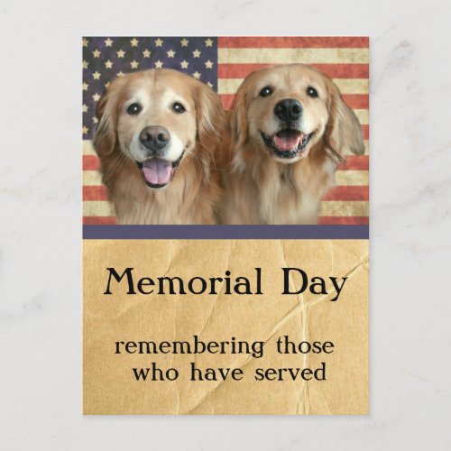 Golden Retriever Memorial Day Postcard