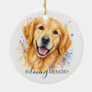 golden retriever memorial watercolour christmas ceramic ornament