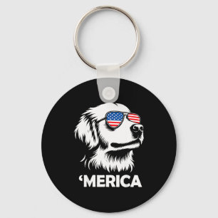 Golden retriever merica patriotic dog 4th of july keychain