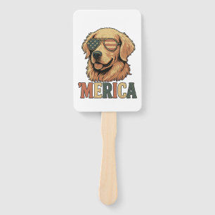 Golden Retriever 'Merica Sunglasses Hand Fan