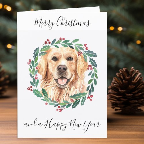 Golden Retriever Merry Christmas Trendy Dog Holiday Card