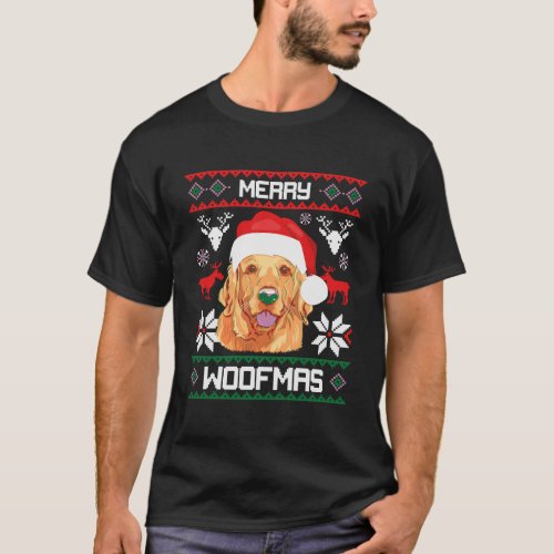 Golden Retriever Merry Woofmas Christmas T_Shirt