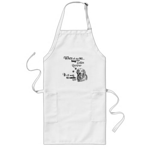 Golden Retriever modern art cute dog breed slogan Long Apron