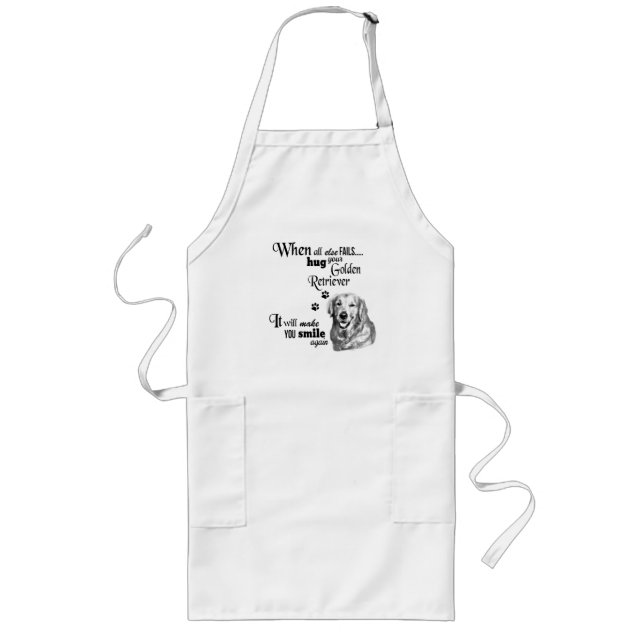 Golden Retriever modern art cute dog breed slogan Long Apron (Front)