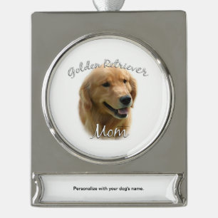 Golden Retriever Mom 2 Silver Plated Banner Ornament
