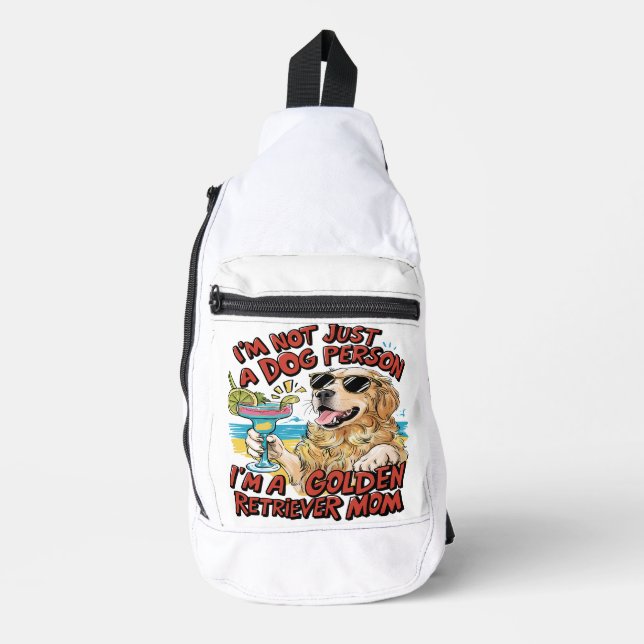 Golden Retriever Mom Cartoon Sling Bag (Front)