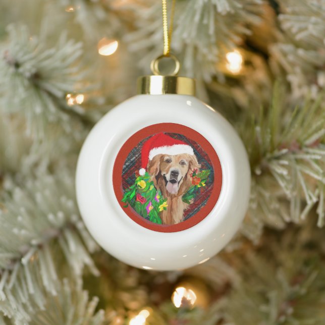 Golden Retriever Mom Cute Dog Breed Ceramic Ball Christmas Ornament (Tree)