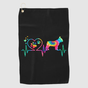 Golden Retriever Mom Dad Heartbeat Tie Dye Bulldog Golf Towel