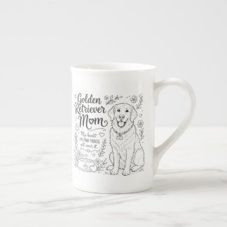 Golden Retriever Mom Dog Lover Line Art Bone China Mug