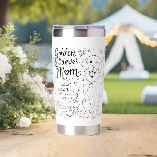 Golden Retriever Mom Dog Lover Line Art Insulated Tumbler