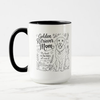 Golden Retriever Mom Dog Lover Line Art Mug