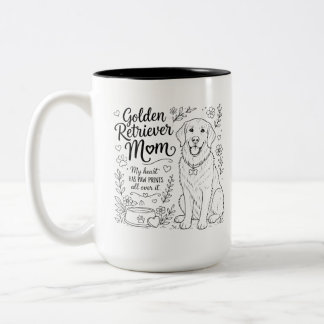 Golden Retriever Mom Dog Lover Line Art Two-Tone Coffee Mug